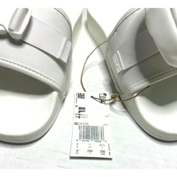 Adidas Pouchylette Slides Shoes White Black Womens Size 8 Rubber Jimmy Jazz New - Picture 7 of 11